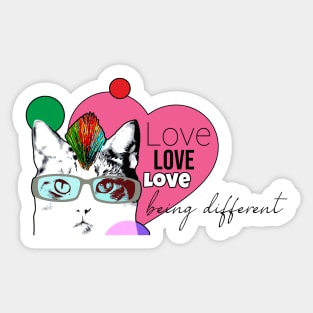 Love Heart Cat Tote Sticker